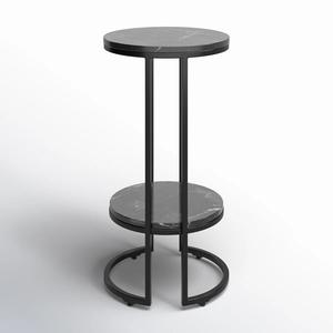 Mesa Auxiliar de Dos Niveles con Estructura Vertical Elegante y Base de Anillo Abierto, Mesa Lateral Contemporánea que Ahorra Espacio para Bares - Product Image 2