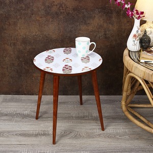 Mesa Auxiliar Redonda de Madera de Mango, Resistente y Estable, Hecha a Mano - Product Image 2