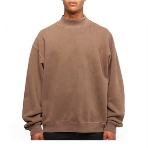เสื้อสเวตเชิ้ตคอเต่าผู้ชายไซส์ใหญ่ สีพื้น ผ้าฟลีซ สวมใส่สบายๆ สำหรับฤดูใบไม้ร่วง ทรงปกติ แขนยาว ผ้าฝ้ายถัก - Product Image 1