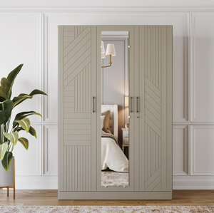 Un ensemble de placards en bois rustiques et modernes avec portes coulissantes fluides et poignées encastrées intégrées, disponible à prix de gros. - Product Image 5