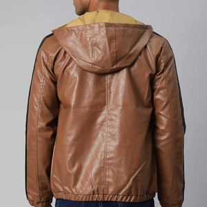 Dernier design, prix bas, sweat à capuche en cuir pour homme, col à capuche, uni, teint, sweats à capuche pour homme, cuir véritable de qualité supérieure, mode d'hiver - Product Image 6