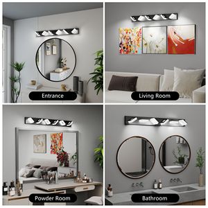 Modern 6-<b>Light</b> 39-Inch <b>LED</b> Black-Iron Matte Black Bathroom Vanity <b>Light</b> Fixtures Wall Lighting Cool <b>White</b> D0100XFA7ZY - Product Image 3