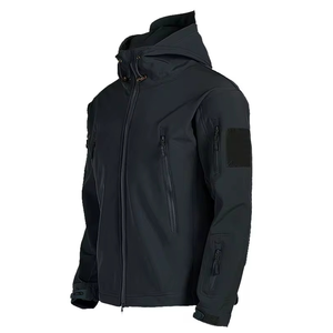 Chaqueta de Forro Polar con Capucha para Hombre, Cortavientos, Color Sólido, Cierre de Cremallera, Ropa Casual para Exteriores, Verde Oliva, Caqui, Negro - Product Image 3