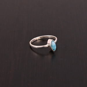 Natural Larimar Gemstone <b>Ring</b> | 925 Sterling <b>Silver</b> - Product Image 3