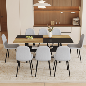 Set Tavolo da Pranzo in Legno e Nero con Sedie e Vano Portaoggetti, 71*35.4 Pollici, per Sala da Pranzo - Product Image 2