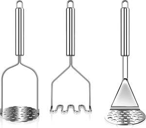 Écrase-pommes de terre robuste en acier inoxydable, outil de cuisine avec poignée ergonomique, résistant à la rouille, idéal pour des pommes de terre écrasées parfaites - Product Image 1