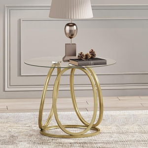 Table d'appoint argentée moderne luxueuse avec cadre en métal en verre pour bureau à domicile Table d'appoint Table de chevet accessoire de chambre à coucher - Product Image 5