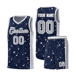 Conjunto de Camiseta de Baloncesto Personalizada, Cuello en V, Sin Mangas, Impresión Sublimada, Absorbe la Humedad, Unisex, para Adultos, Todas las Temporadas, Malla de Poliéster - Product Image 3