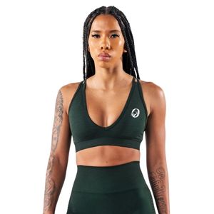 Soutien-gorge de sport pour femme, décolleté en V profond, vert forêt, dos croisé, doux et extensible, pour fitness, entraînement en salle de sport, course à pied, performance - Product Image 1
