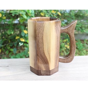 Taza de madera natural ecológica hecha a mano para café, taza de cerveza de madera reutilizable y sostenible con asa para el hogar y la oficina - Product Image 5
