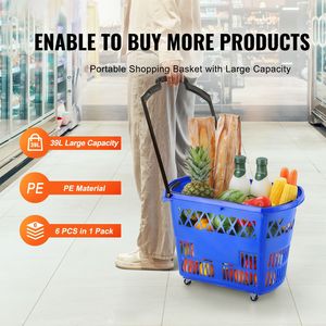 Set di 6 Cesti per la Spesa in Plastica da 39L con Ruote e Manici, Grandi e Portatili, Personalizzabili, con Fonte di Alimentazione - Product Image 2