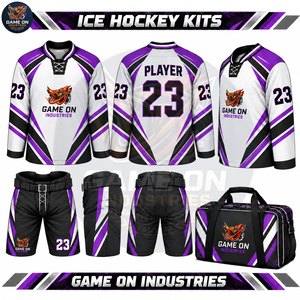 Kit complet de vêtements de sport professionnels pour équipes, comprenant maillot de hockey sur glace et pantalon de protection, avec logo personnalisé, pour la vente en gros. - Product Image 5
