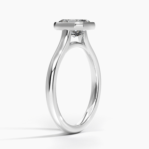 Anillo BOJ 025 con Corte Asscher, Plata 925, Luna, Bisel de Diamantes de 2mm y Baño de Rodio, Anillo de Boda con Moissanita de 2ct, Color D, VVS1, Certificado GRA - Product Image 2