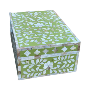 Caja de Joyería Cuadrada de Madera Hecha a Mano Rani Industries RI397 con Incrustaciones de Hueso y Técnica Impermeable, Diseño Moderno de Imitación Antigua - Product Image 1