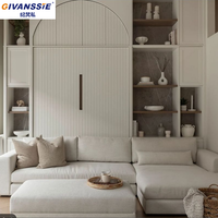 Cama Murphy Vertical con Estantería Integrada y Sofá Combinado, Plegable y Ajustable, Tamaño Queen/Twin, Elegante y Ahorradora de Espacio para Casas Pequeñas