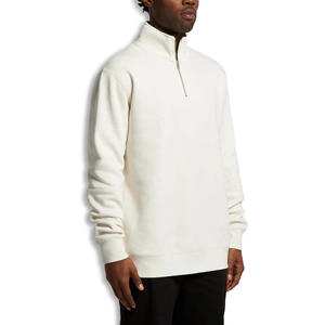 Sudadera de punto para hombre con cremallera de un cuarto, corte regular, cuello alto, color liso, tejido French Terry, para otoño - Product Image 1