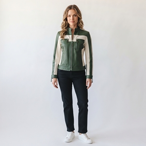 Genuine <b>Sheep</b> <b>Skin</b> Women's Motorcycle Biker <b>Jacket</b> Full Sleeve Zipper Closure Stand Collar <b>Jacket</b> Waterproof Outdoor PU Leather - Product Image 6