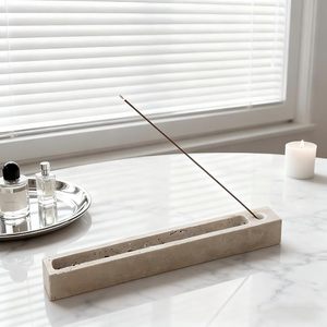 Travertine <b>Incense</b> Burner, 25cm Aromatherapy Tray, Beige Rectangular Ash Catcher for Sage and <b>Cones</b>,<b>Incense</b> Stick - Product Image 3
