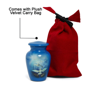 5 Birds Going to Heaven Printed Small <b>Keepsake</b> Cremation Urn for Adult & <b>Pet</b> Funeral Memorial <b>Ashes</b> - Product Image 4