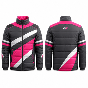 <b>Men's</b> Windproof Eco-Friendly <b>Puffer</b> <b>Jacket</b> Color Blocking Pattern Hooded Pink Black <b>White</b> Zipper Closure Stand Collar Winter - Product Image 1