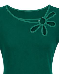 Customized Green Women Casual Flower Neck T Shirt Soft Breathable Summer <b>Top</b> Short Sleeve Fashion Blouse Daily Wear Outfit - Product Image 5
