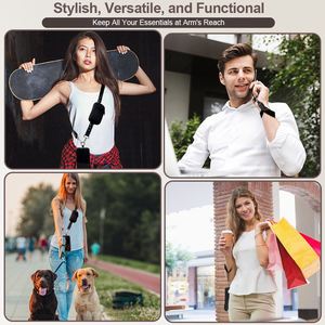 สายคล้องโทรศัพท์แบบคลิปหนีบพร้อมกระเป๋าสตางค์และกระเป๋าซิป ปรับระดับได้ กันลื่น ปรับขนาดได้ - Product Image 6