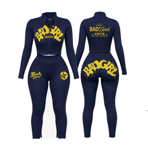 Conjunto de Verano Navy Bad Girl para Mujer, 2 Piezas, Nylon/Spandex, Chándal con Cierre, Top Corto Ajustado, Pantalones Cortos de Cintura Alta, Logotipo Personalizado, Casual - Product Image 3