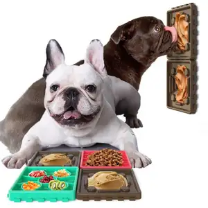 Paquete de 4 alfombrillas de silicona para lamer perros bandeja de comida lenta multifuncional para mascotas