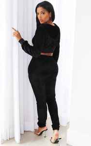 Custom Lightweight Winter Casual <b>Zip</b> <b>Up</b> <b>Crop</b> Unisex Velvet Sweat Suit Two Piece Breathable Velour Tracksuit - Product Image 6