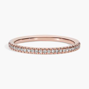 BRILLIANT DIAMANT Petite Lab Grown Diamond Micro Pave 14K Rose Gold Rhodium Plated <b>Thin</b> Stackable Luxury Wedding <b>Ring</b> - Product Image 1