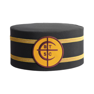 Professional Council of Crusaders Crown <b>Cap</b> Handmade Black Velvet Ceremonial <b>Hat</b> Velvet Ceremonial Regalia Headwear - Product Image 1