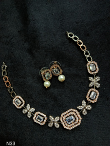 Ensemble de bijoux de mariée en diamant américain classique Collier et boucles d'oreilles en deux pièces pour mariage Style classique à la mode - Product Image 4