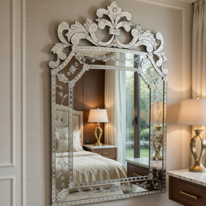 Miroir mural baroque vénitien de luxe | Miroir décoratif en verre de style antique avec cadre orné pour la décoration intérieure de la pièce, de l'hôtel et de la maison - Product Image 5