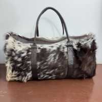 Bolsa de Viaje de Piel de Vacuno con Pelo, Estilo Premium, Bolsa de Fin de Semana, Gran Capacidad, Ligera, Plegable