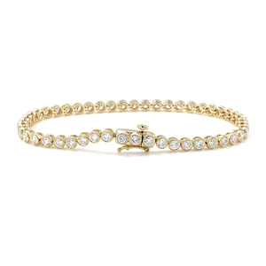 Brazalete de Moda de Oro de 18K con Diamantes Redondos de Laboratorio de 3mm y 2.5ct E VVS, Engastados en Bisel, Tipo Cadena de Tenis, para Mujer, Ideal para Bodas y Novias - Product Image 6