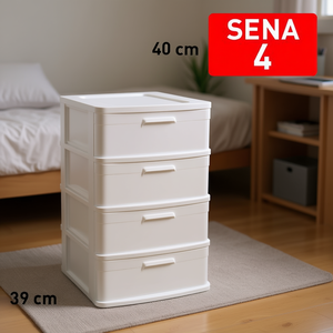 Cajonera SENA de 4 Cajones, Carro de Almacenamiento de Plástico Color Blanco con 4 Cajones - Product Image 3