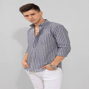 Camisa informal de manga larga abotonada para hombre, 100% algodón, logotipo personalizado, transpirable, antiarrugas, tela Dobby para adolescentes y adultos - Product Image 4