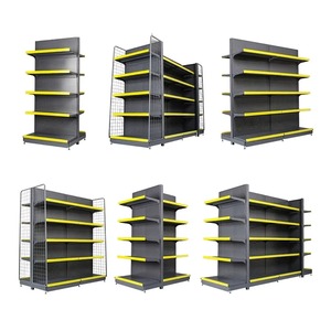 ชั้นวางสินค้าโลหะแบบกำหนดเองสำหรับงานหนัก ชั้นวางขายปลีกแบบแนวตั้งขัดเงา พร้อมชั้นวาง 4 ชั้น ประกอบสำเร็จสำหรับซูเปอร์มาร์เก็ต - Product Image 1