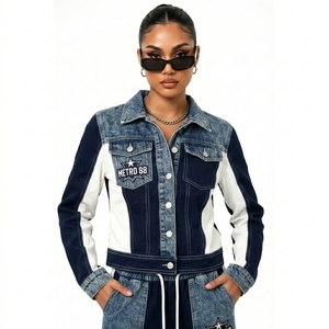 Ensemble pantalon et veste en jean décontracté pour femme, style streetwear, coupe oversize, longueur intégrale, deux pièces tendance - Product Image 2