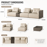 Canapé modulaire en forme de L en cuir véritable beige moderne et écologique avec larges accoudoirs et coussins de dossier doux pour hôtels et appartements