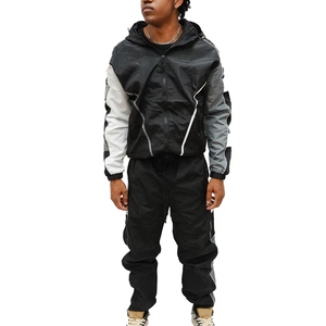 <b>Men</b> <b>Reflective</b> Windbreaker <b>Jacket</b> Pants Set Waterproof Tracksuit Streetwear Techwear Custom Logo - Product Image 4