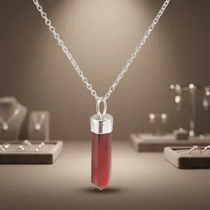 Red Onyx 925 Sterling Silver Pendant Natural Gemstone Handmade Healing Crystal Point Jewelry Wholesale - Product Image 4