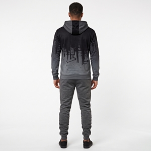 <b>Men</b> Black <b>Grey</b> Tracksuit Paint Drip Graffiti Splatter Pullover <b>Hoodie</b> Jogger Sweatpants Set - Product Image 3