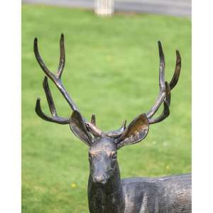 Grande sculpture de renne en bronze avec bois de cerf, décoration de Noël pour la maison, prix d'usine - Product Image 1