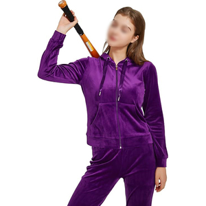 Conjunto de pantalones con cuello alto y puños, tela suave y transpirable, bolsillos laterales, cintura con cordón, chándal de terciopelo. - Product Image 5