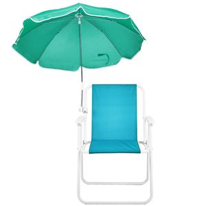 Sedia da Spiaggia Pieghevole Leggera e Portatile con Ombrello per Adulti, Capacità 120 kg, in Tessuto Oxford per Viaggi, Picnic e Concerti - Product Image 2