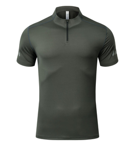Chemise à col roulé à demi-zip en coton personnalisée de haute qualité, à manches courtes, en tissu respirant, impression numérique pour hommes - Product Image 5