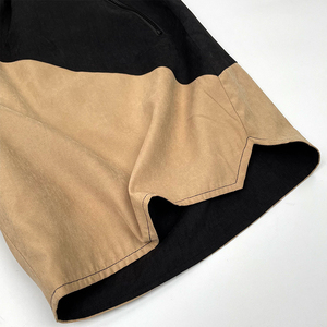 Shorts Bermuda Homme Color Block Taille Mi-Haute Cordon de Serrage Décontracté Séchage Rapide Avec Poches Noir et Beige - Product Image 3