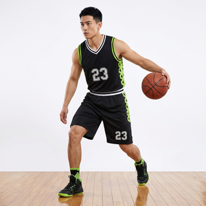Maillot de basket-ball sublimé personnalisé, noir et vert, numéro 23, sans manches, col en V, coupe athlétique, adulte, unisexe, toutes saisons - Product Image 5
