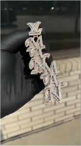 Joyería Hip Hop, Plata 925, Dos Tonos, Letras Verticales, Corte Brillante, Certificado GRA, Moissanita VVS, Colgante con Nombre Personalizado - Product Image 3